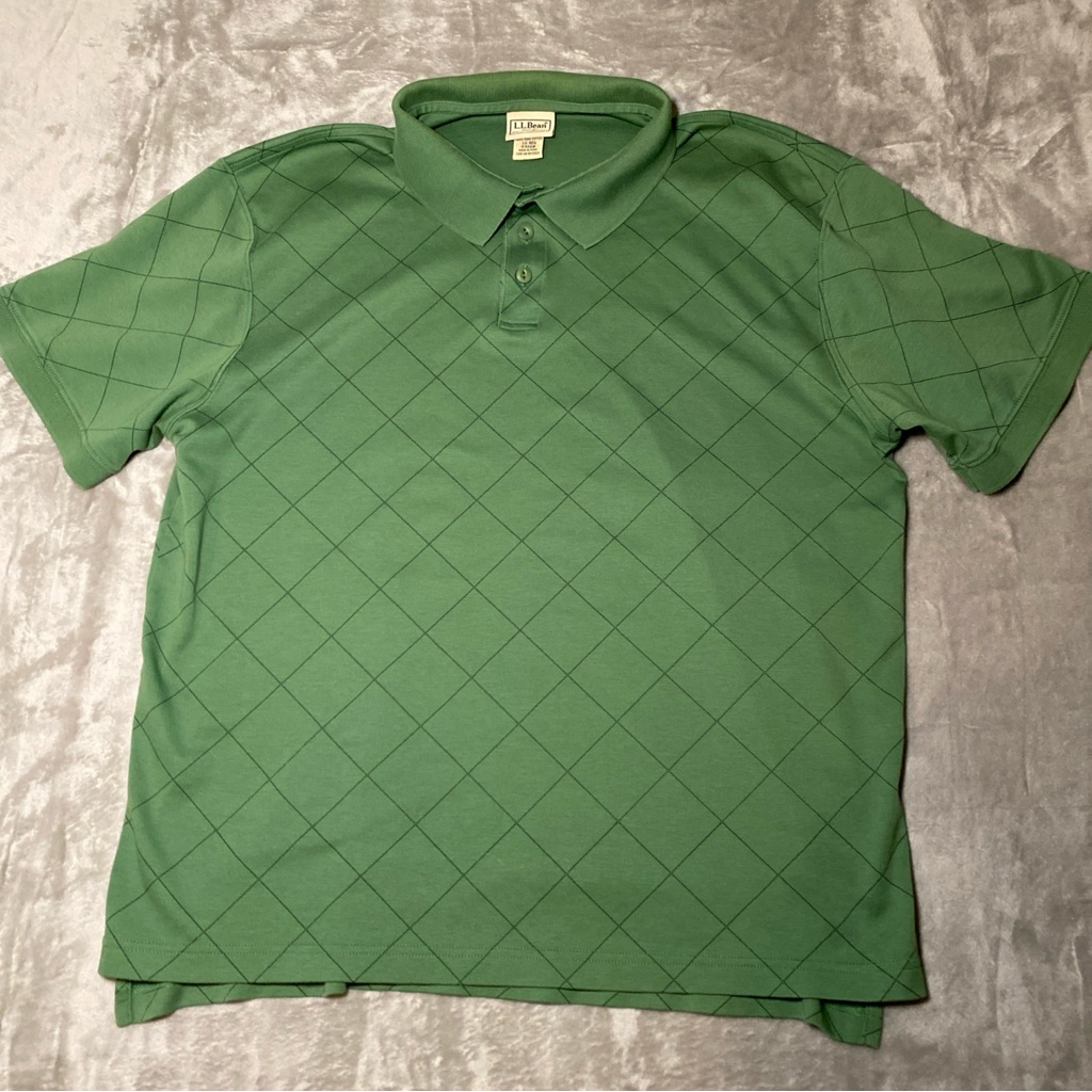 L.L. Bean Forest Green Polo Shirt Pima Cotton Size Large